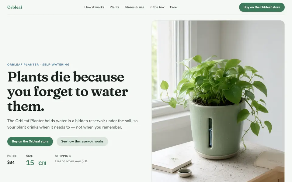 Screenshot of Orbleaf: Plants die because you forget to water them.