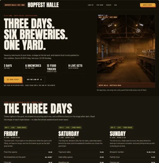 Beer festival ticket page