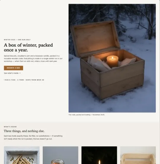 Christmas box reservation page